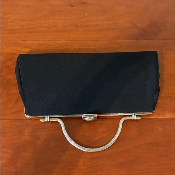 Vintage Black Silver hardware clutch purse - Picture 3 of 8